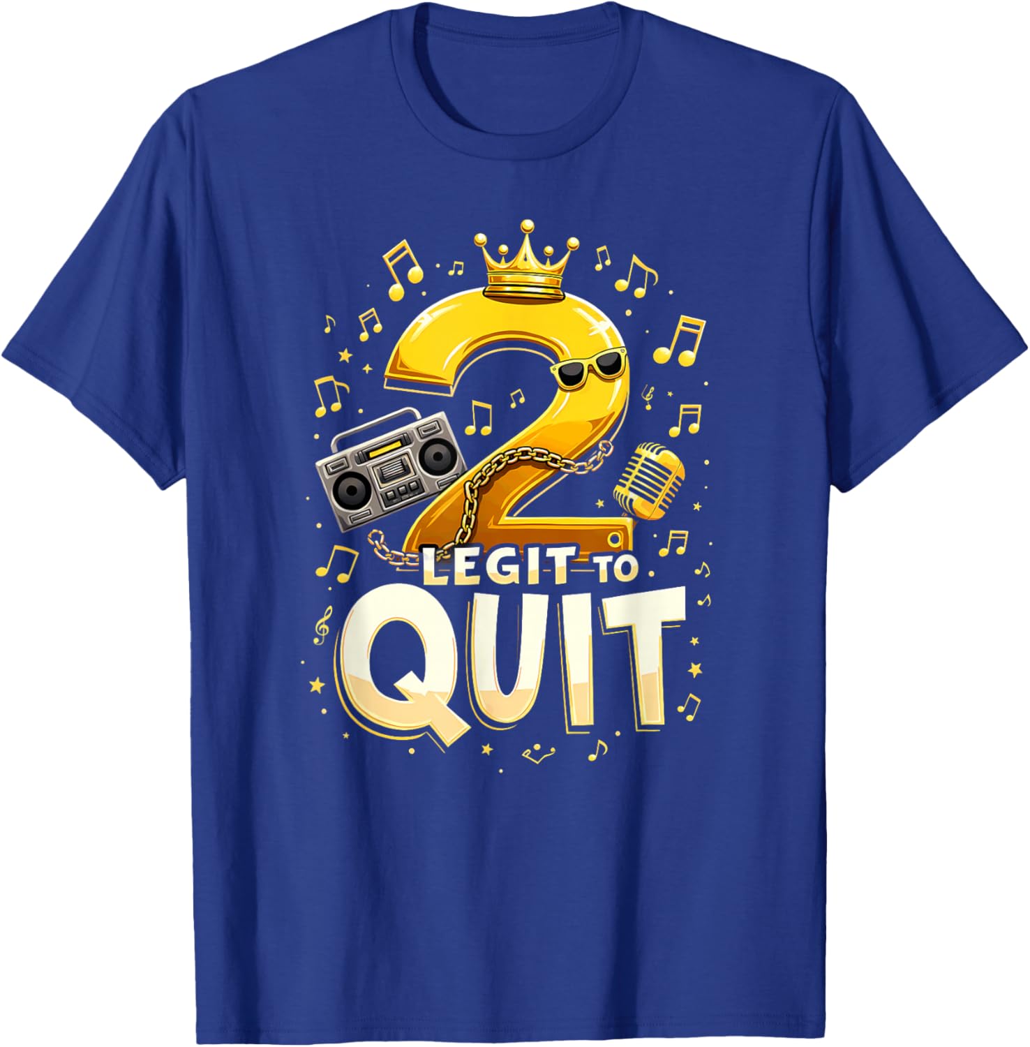 2 Legit to Quit Hip Hop Boombox 2nd Birthday Boy T-Shirt - T-Shirt | Royal