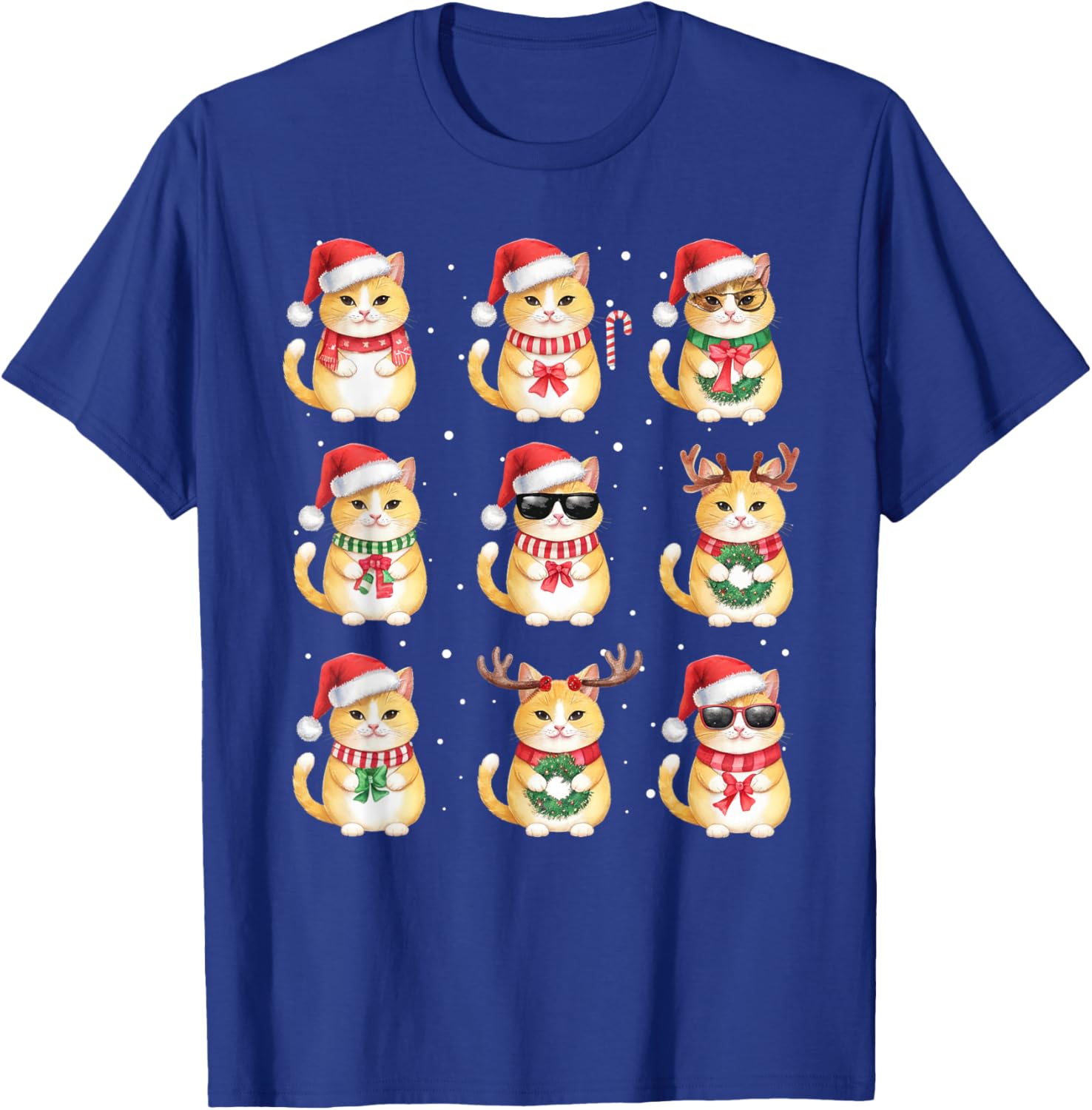 Cat Christmas Lights Funny Cats Lover Animal Pajama T-Shirt - T-Shirt | Royal