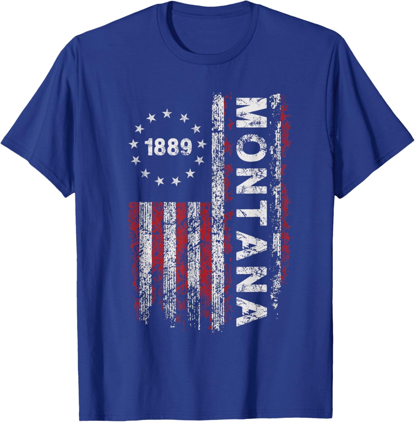 Montana State US Flag Vintage Women Youth T-Shirt - T-Shirt | Royal