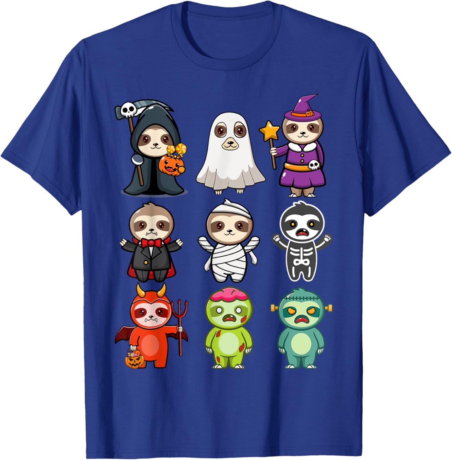 Sloth Spooky Ghost Boo-Jee Horror Pumpkin Sloth Halloween T-Shirt - T-Shirt | Royal