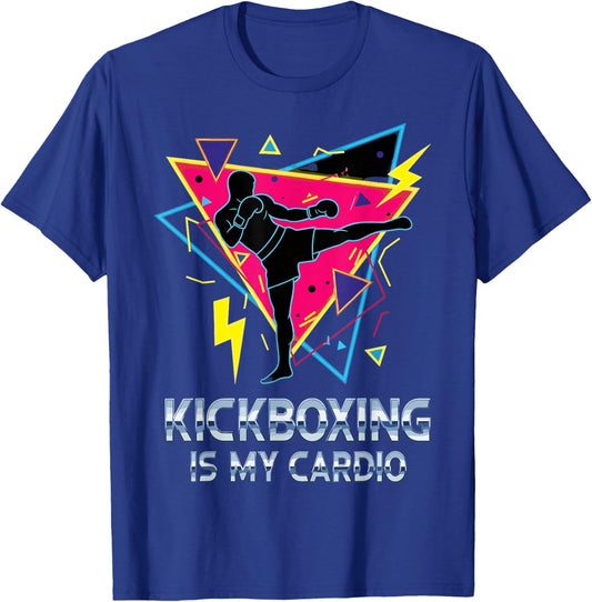 Kickboxing is My Cardio Retro Workout Martial Arts Boxing T-Shirt - T-Shirt | Royal