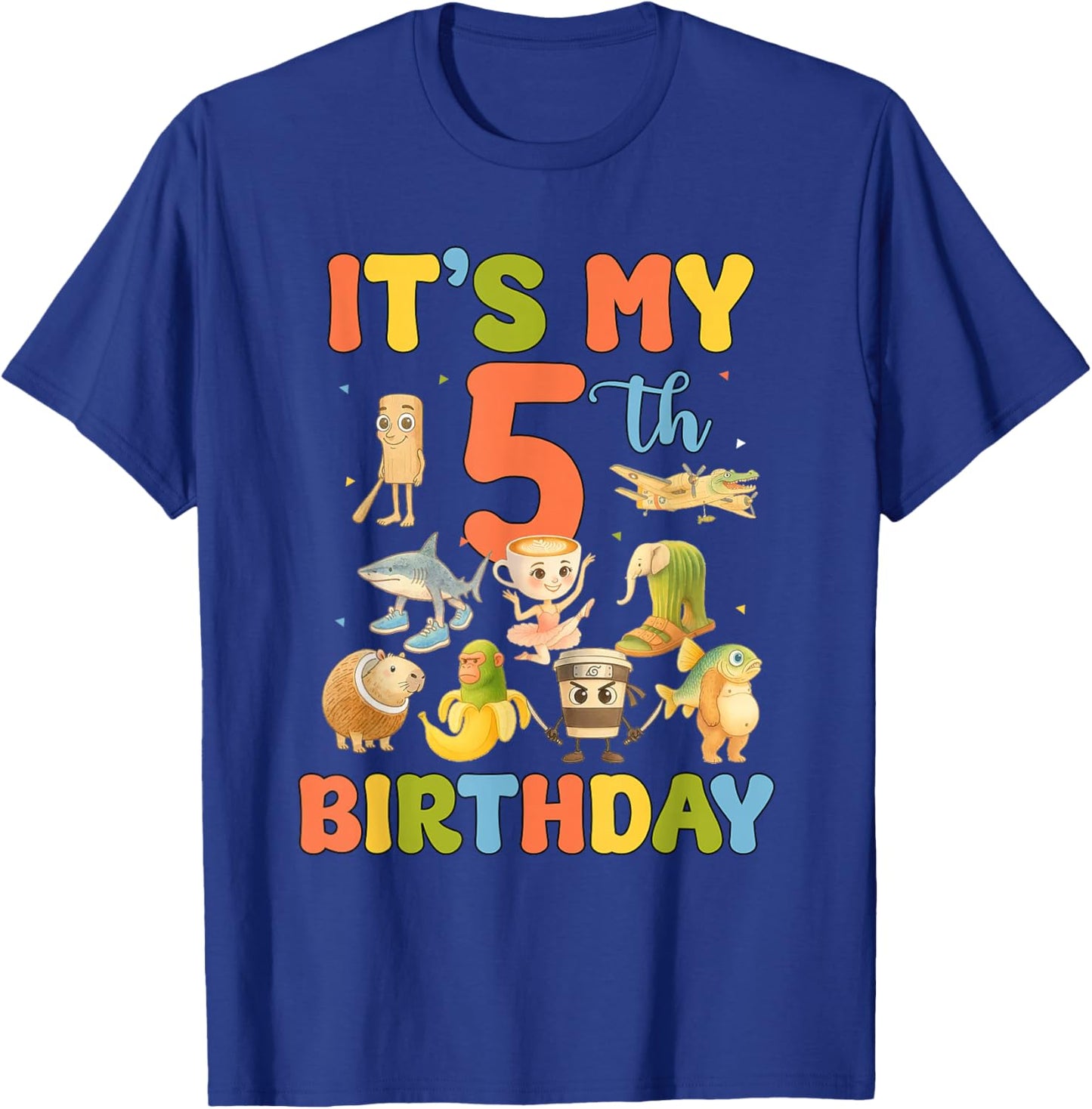 It's My 5th Birthday Boy Italian Brainrot Meme 5 Year Old T-Shirt - T-Shirt | Royal
