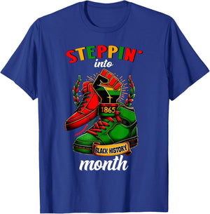 Stepping Into Black History Month Afro American T-Shirt - T-Shirt | Royal