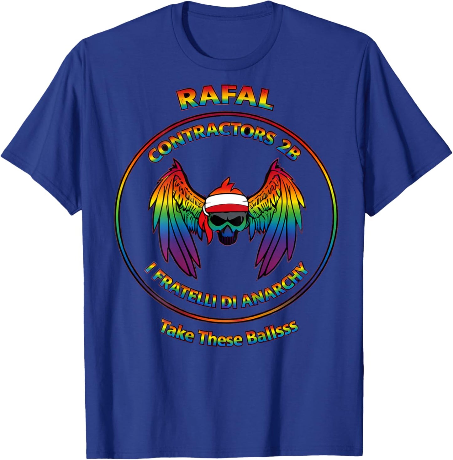 Graphic Soft Ball Skull Wings, Fully Colored T-Shirt - T-Shirt | Royal