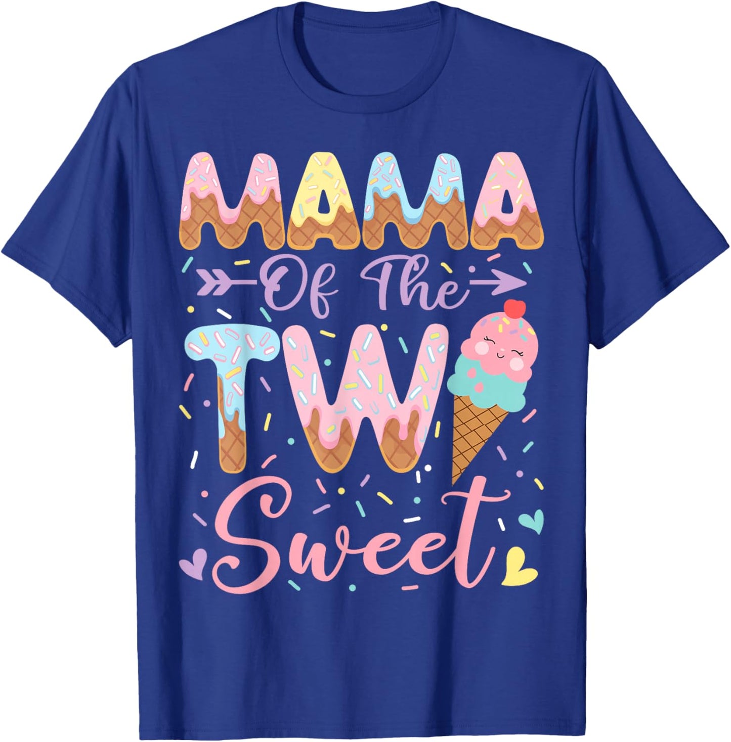 Mama of The Two Sweet 2nd Birthday Girl Ice Cream T-Shirt - T-Shirt | Royal