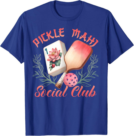 Pickleball Mahjong Lovers Funny Pickle Mahj Social Club T-Shirt - T-Shirt | Royal