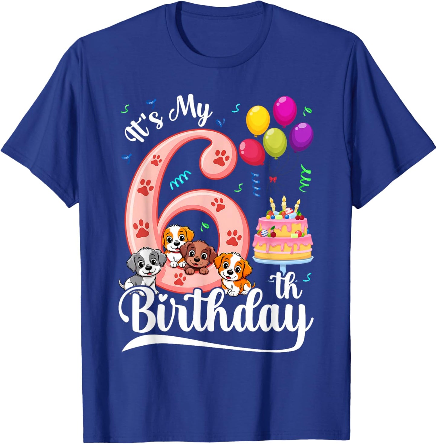 It's My 6th Birthday Dog Lover Theme 6 Years Old Puppy Dogs T-Shirt - T-Shirt | Royal