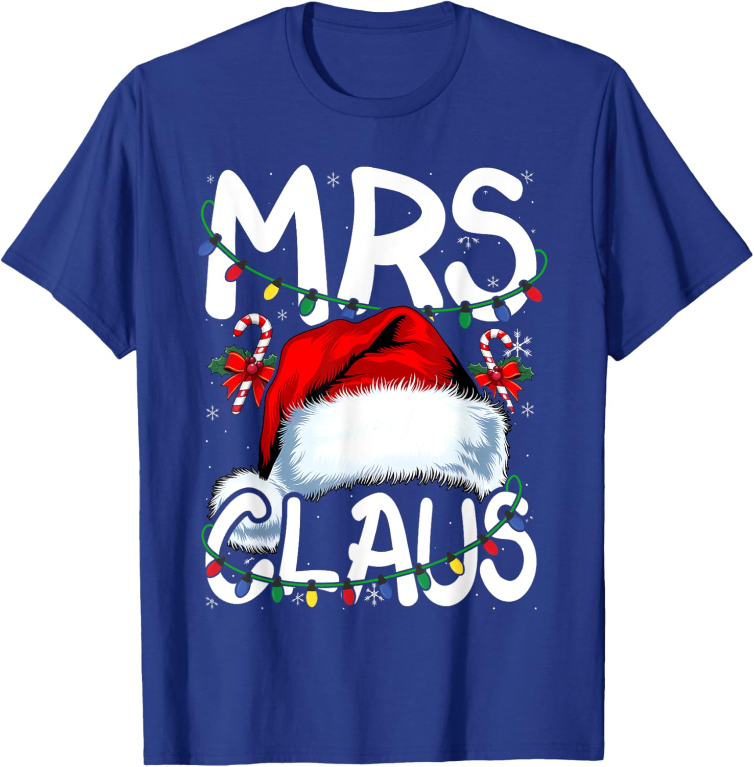 Mr and Mrs Claus Couples Matching Christmas Pajamas Santa T-Shirt - T-Shirt | Royal