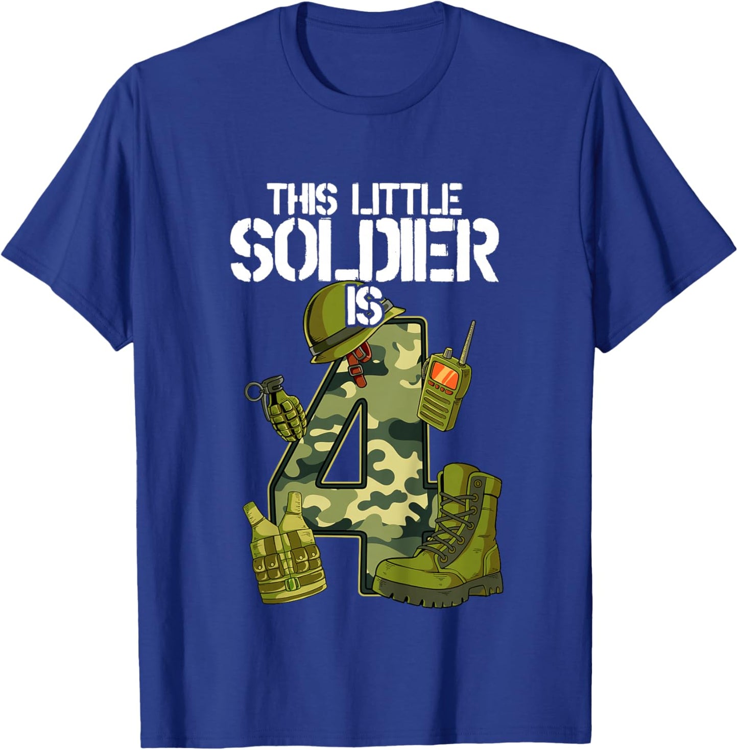 Kids 4th Birthday Army T-Shirt - T-Shirt | Royal