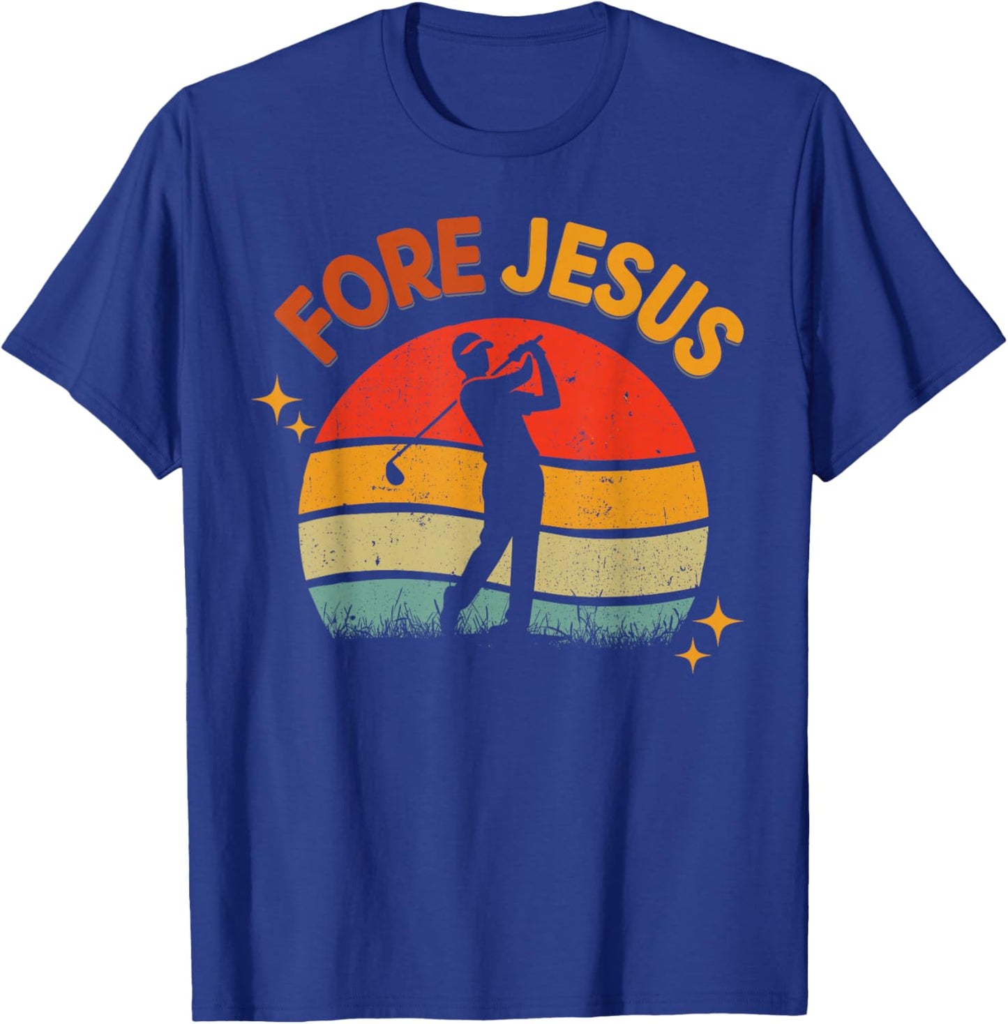 FORE Jesus Christian Golf Retro 70s Religious Golfing Men's T-Shirt - T-Shirt | Royal