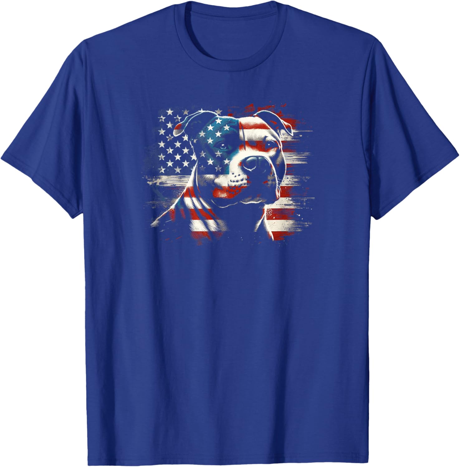4th Of July American Flag Patriotic Pitbull Terrier T-Shirt - T-Shirt | Royal