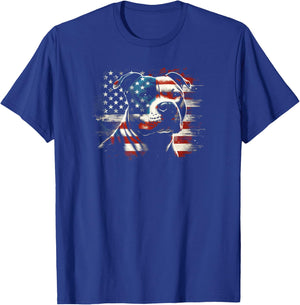 4th Of July American Flag Patriotic Pitbull Terrier T-Shirt - T-Shirt | Royal