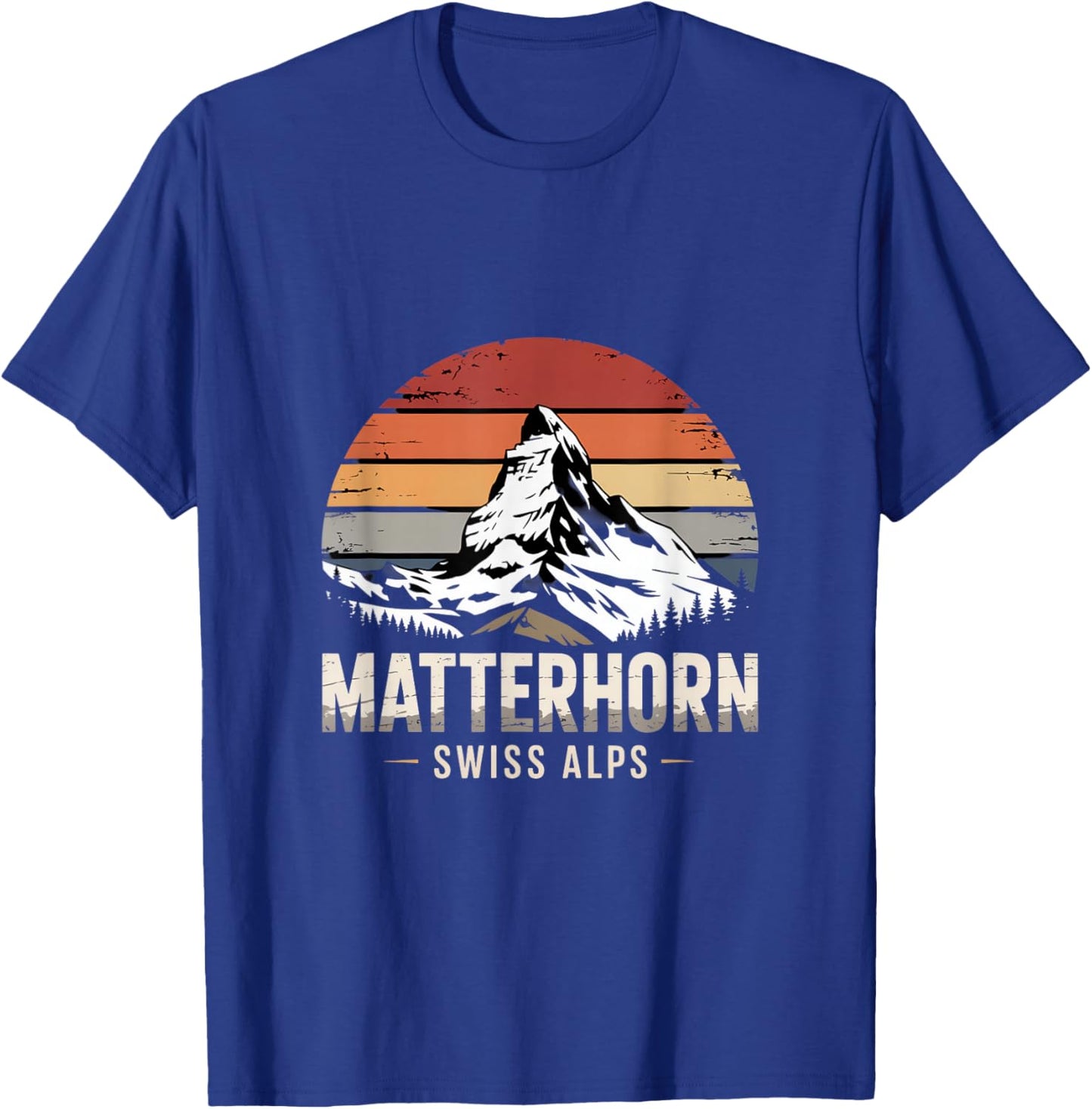 Matterhorn Swiss Alps Vintage Sunset Style T-Shirt - T-Shirt | Royal