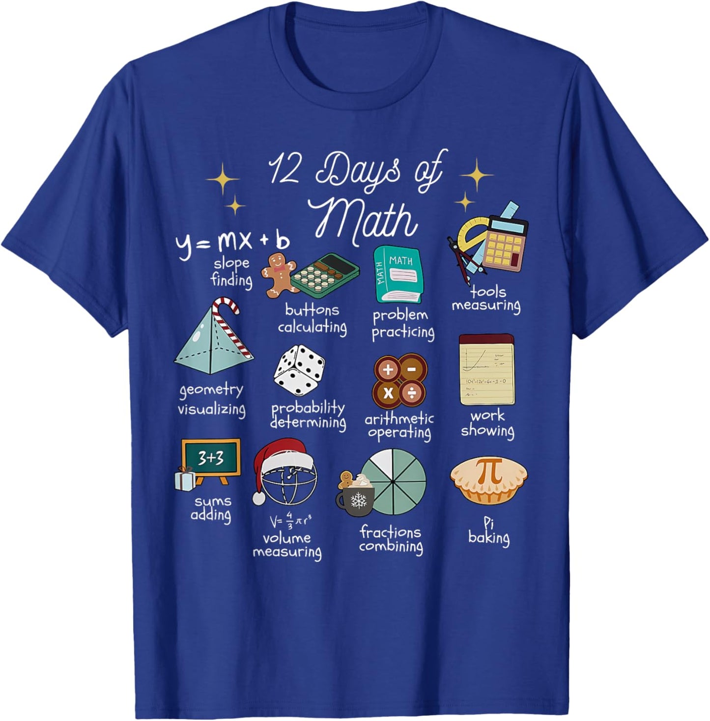 Christmas 12 Days of Math Math Teacher Xmas STEM STEMS T-Shirt - T-Shirt | Royal