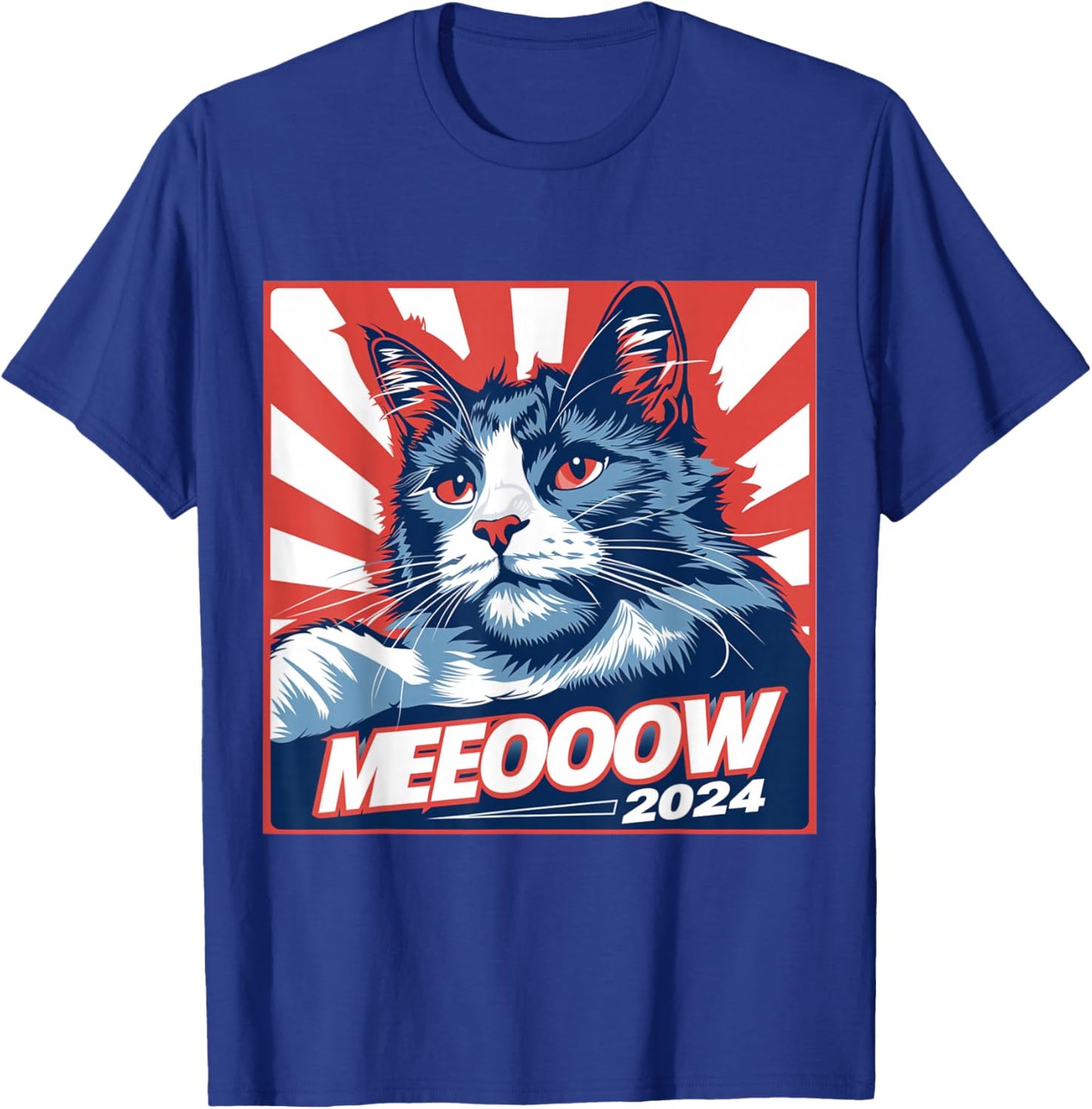 Meow 2024 Funny Kamala Harris Election Cat Lady Crazy Kitty T-Shirt - T-Shirt | Royal