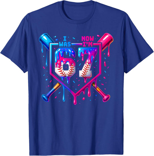 I was 6 Now I'm 7 Birthday Baseball Dripping Kids 67 Sport T-Shirt - T-Shirt | Royal