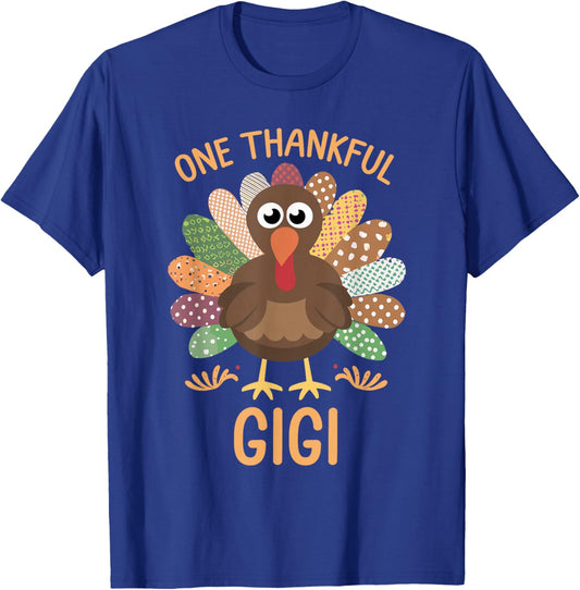 Thanksgiving Turkey - One Thankful Gigi T-Shirt - T-Shirt | Royal