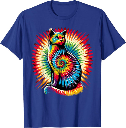 Cute Cat Tie Dye T-Shirt - T-Shirt | Royal