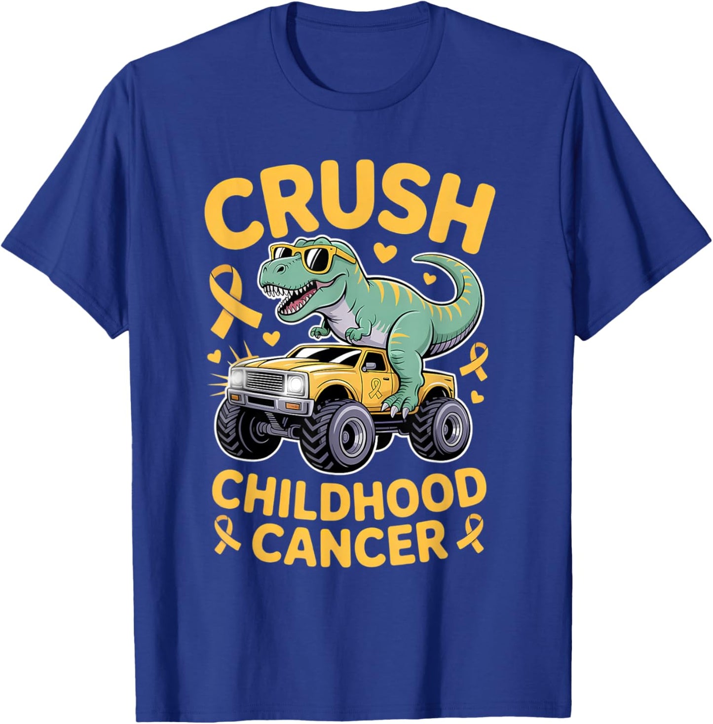 Crush Childhood Cancer Awareness Gold Ribbon Kids Toddlers T-Shirt - T-Shirt | Royal