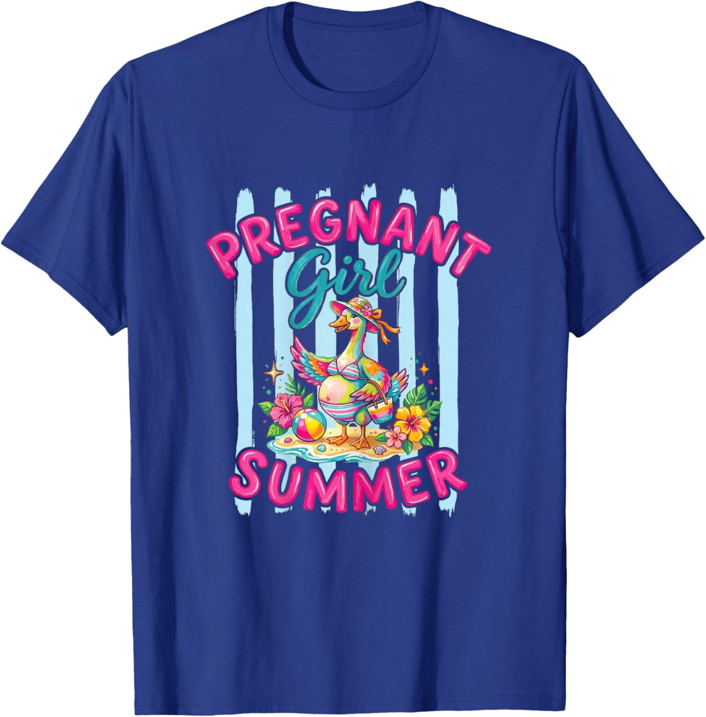 Pregnant Girl Summer Funny Goose Baby Announcement Mom T-Shirt - T-Shirt | Royal