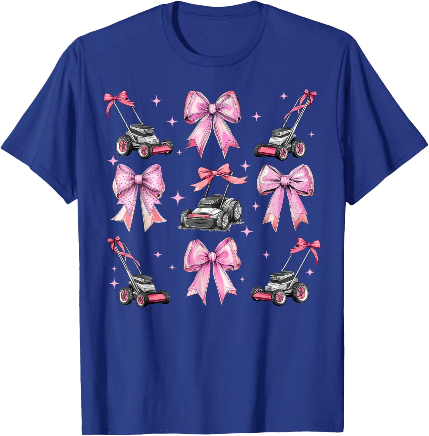 Coquette Bow Lawn Mowing Lawn Mower Gardening Girl Mom Pink T-Shirt - T-Shirt | Royal