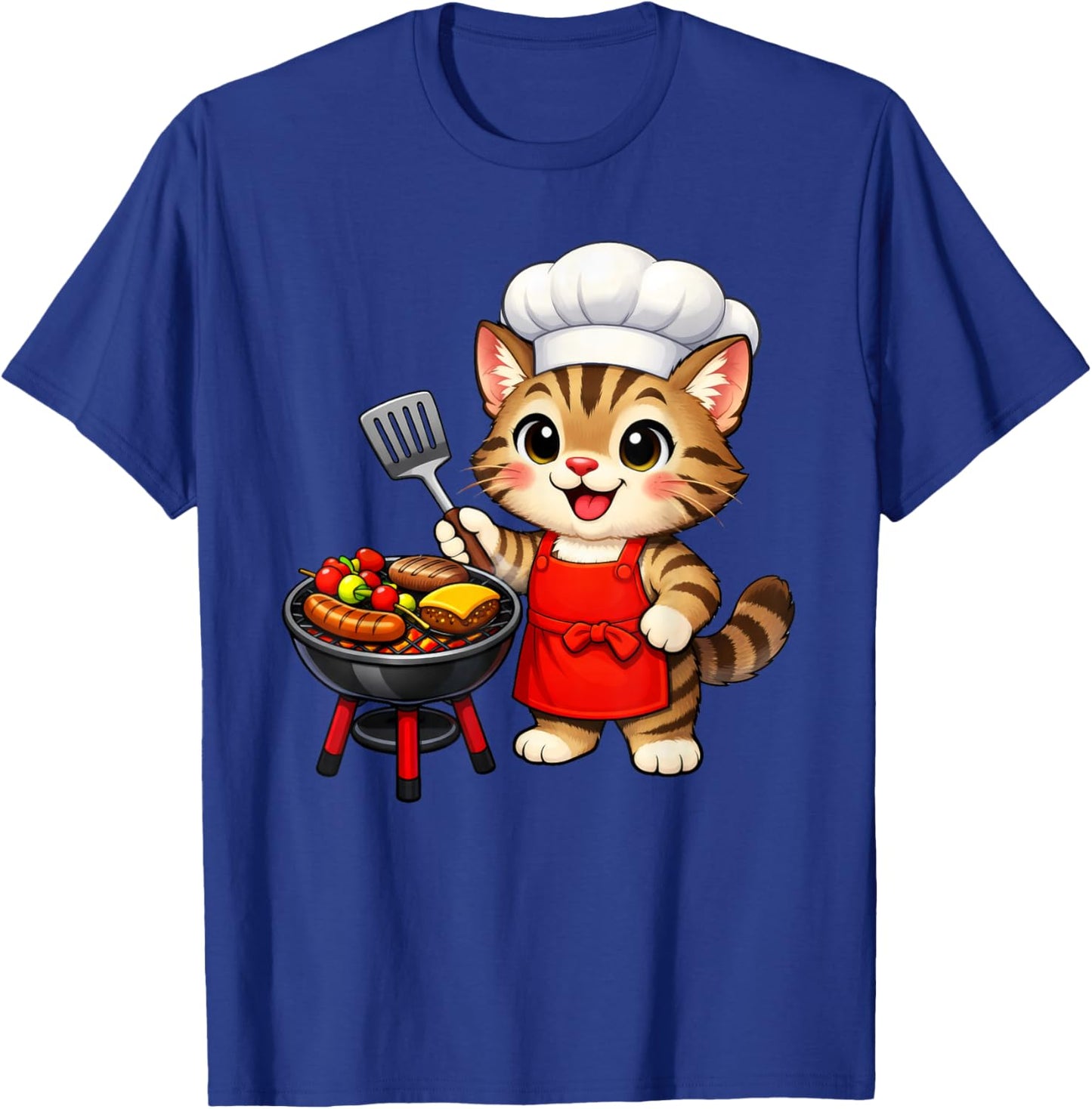 Funny Barbecue Cat Grilling BBQ T-Shirt - T-Shirt | Royal