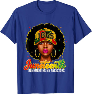 Juneteenth Remembering My Ancestors Black Women Juneteenth T-Shirt - T-Shirt | Royal