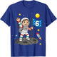 Six 6yr 6th Boys Girls Astronaut Space Birthday 6 Years Old T-Shirt - T-Shirt | Royal