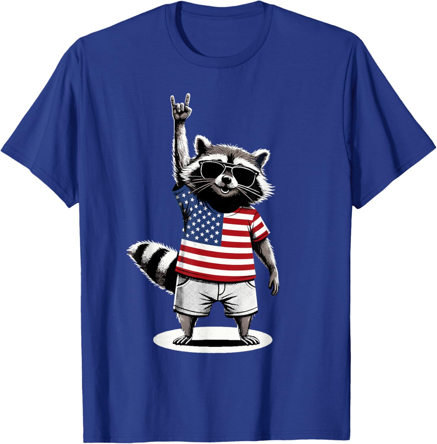 Drapeau américain Raton Laveur USA drôle Amérique T-Shirt - T-Shirt | Royal