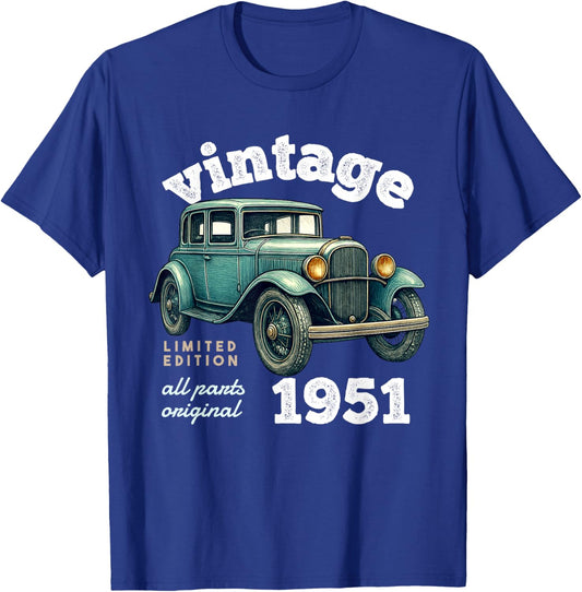 Vintage Car 1951, 75 Years, 75th Anniversary T-Shirt - T-Shirt | Royal