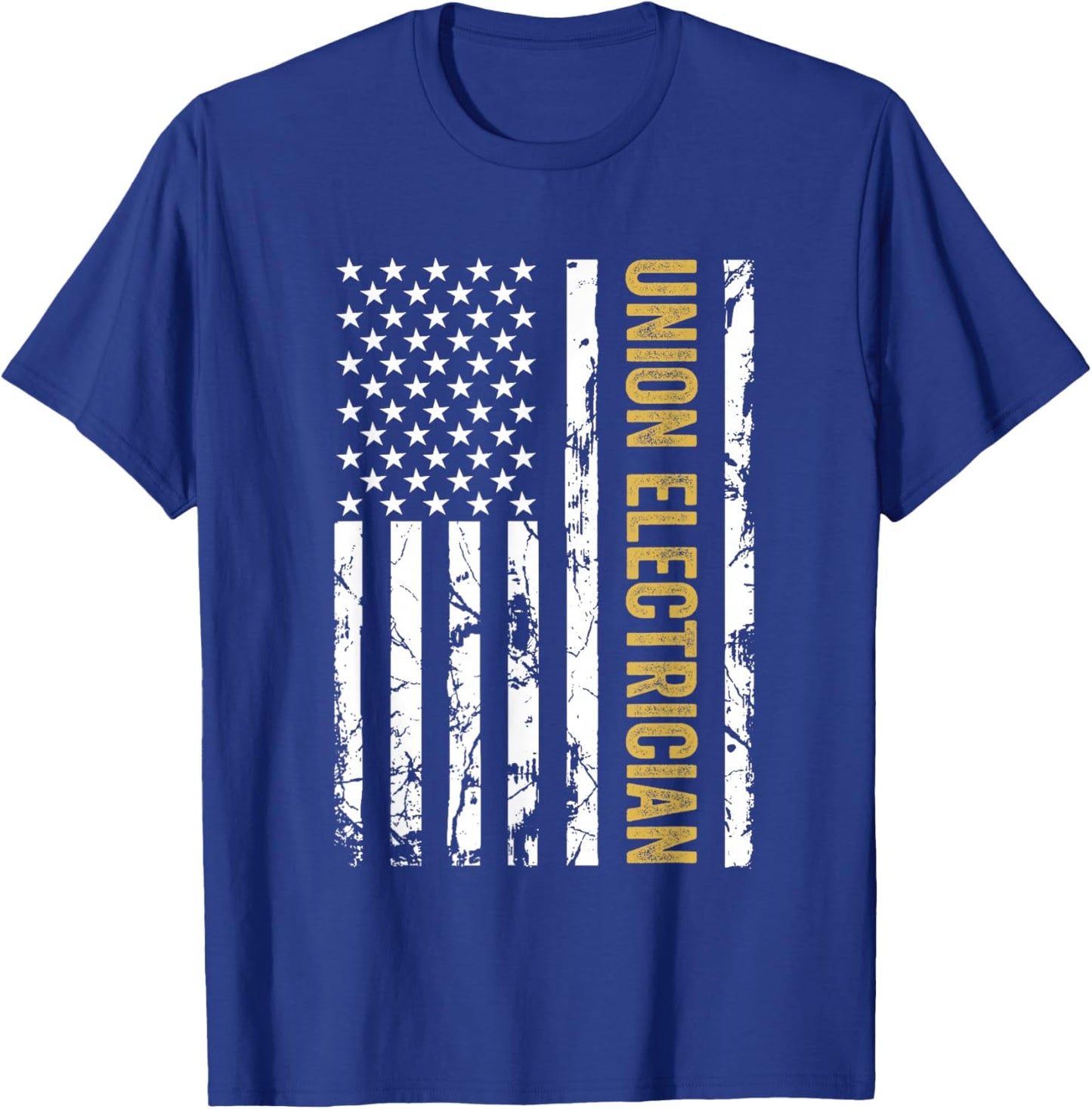 Union Electrician USA American Flag Pro Union Workers Rights T-Shirt - T-Shirt | Royal