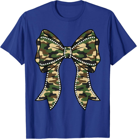Camouflage Camo Bow Girls Camo Coquette Bow Hunting Women T-Shirt - T-Shirt | Royal