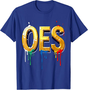 OES 3D Golden Word Colors Dripping Order of the Eastern Star T-Shirt - T-Shirt | Royal