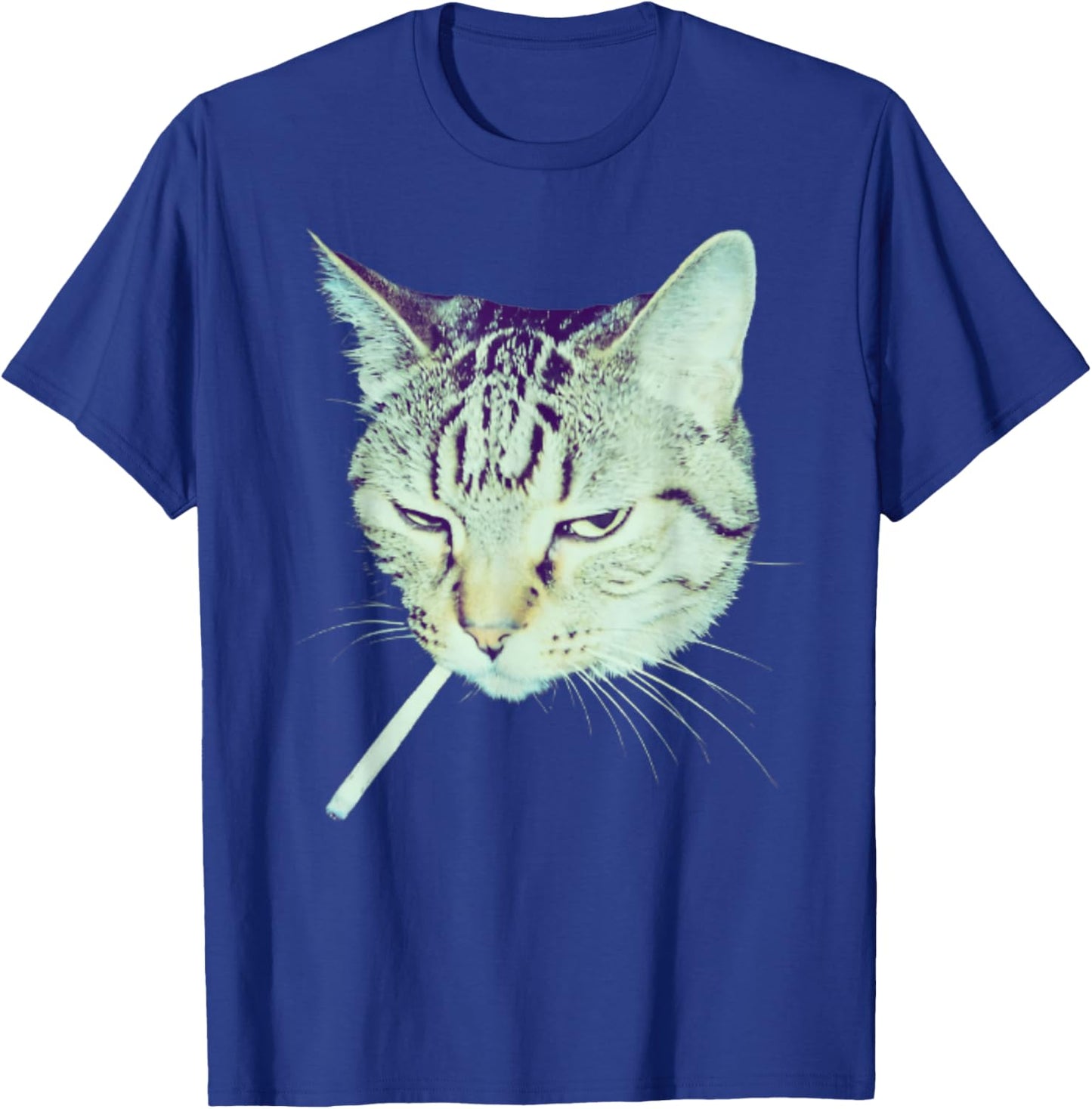 Retro Photo Cigarette Smoking Cat Funny T-Shirt - T-Shirt | Royal