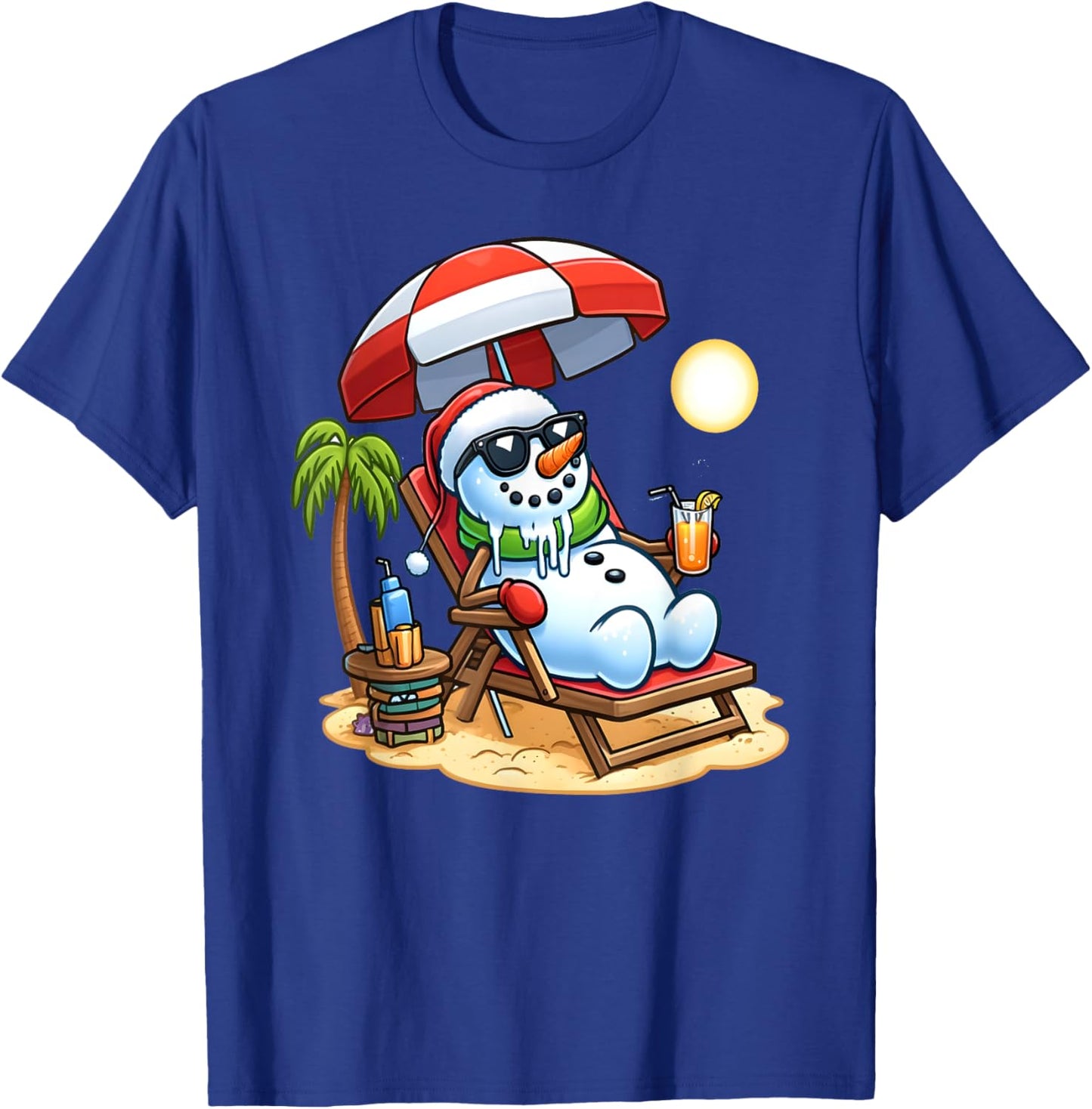 Christmas in July Funny Snowman Summer Fun Beach Holiday T-Shirt - T-Shirt | Royal