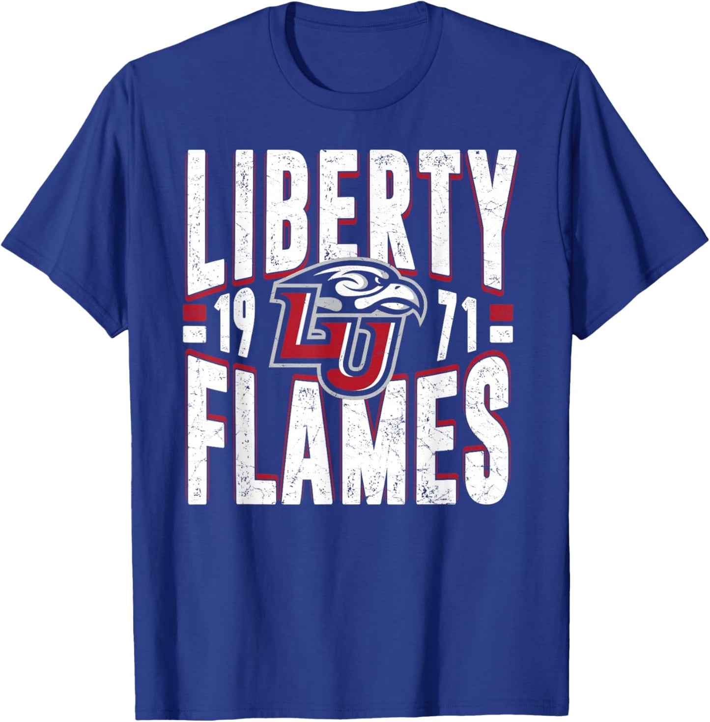 Liberty Flames Vintage 90's Retro Navy Officially Licensed T-Shirt - T-Shirt | Royal
