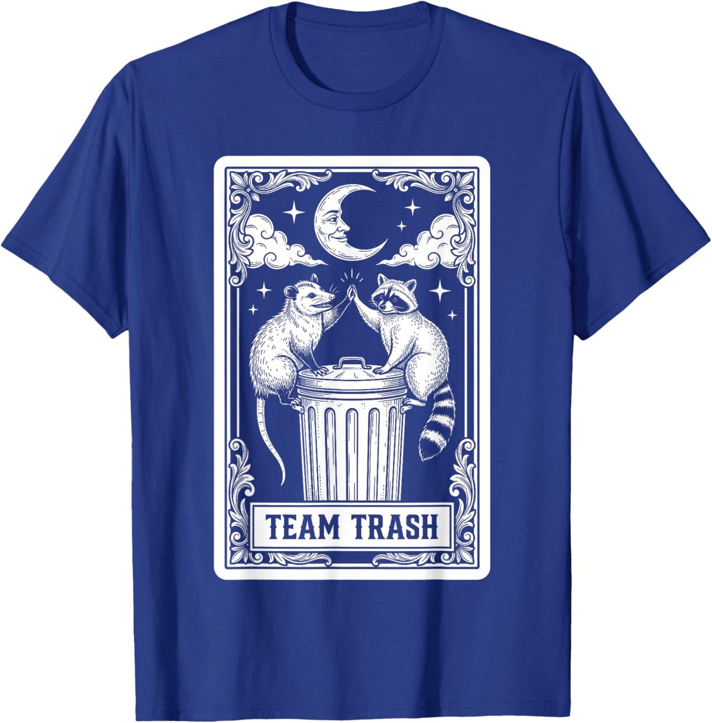 Tarot Card Vintage Team Trash Crescent Moon Opossum Raccoon T-Shirt - T-Shirt | Royal