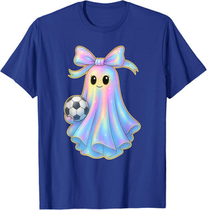 Cute Soccer Ghost Lover Pastel Halloween Coquette Bow T-Shirt - T-Shirt | Royal