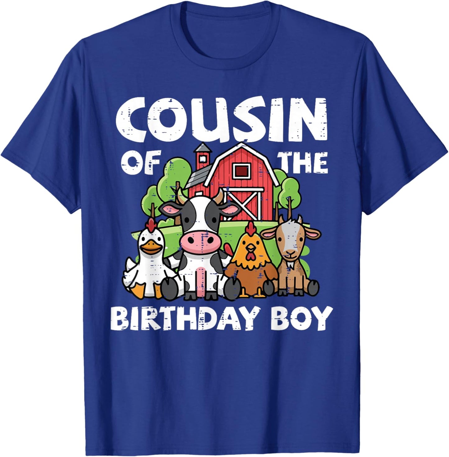 Cousin of Birthday Boy Farm Animals Bday Party Matching Kids T-Shirt - T-Shirt | Royal