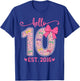 10th Birthday Coquette Bow 10 Year Girl Hello Ten EST 2016 T-Shirt - T-Shirt | Royal