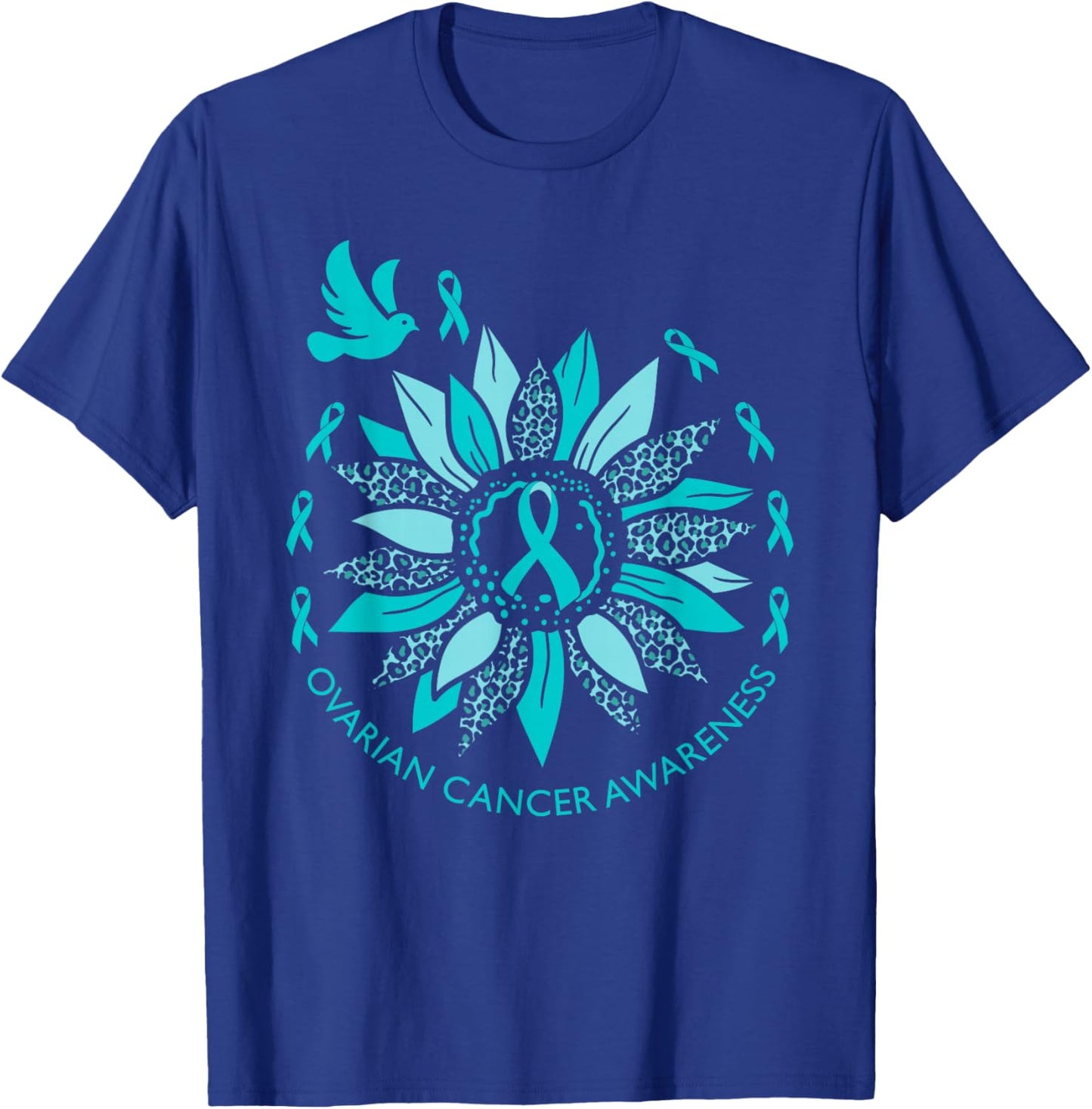 Ovian Cancer Awareness Teal Ribbon Support Squad Women Gifts T-Shirt - T-Shirt | Royal