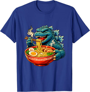 Cute Kaiju Eating Ramen Playful Food Lover T-Shirt - T-Shirt | Royal