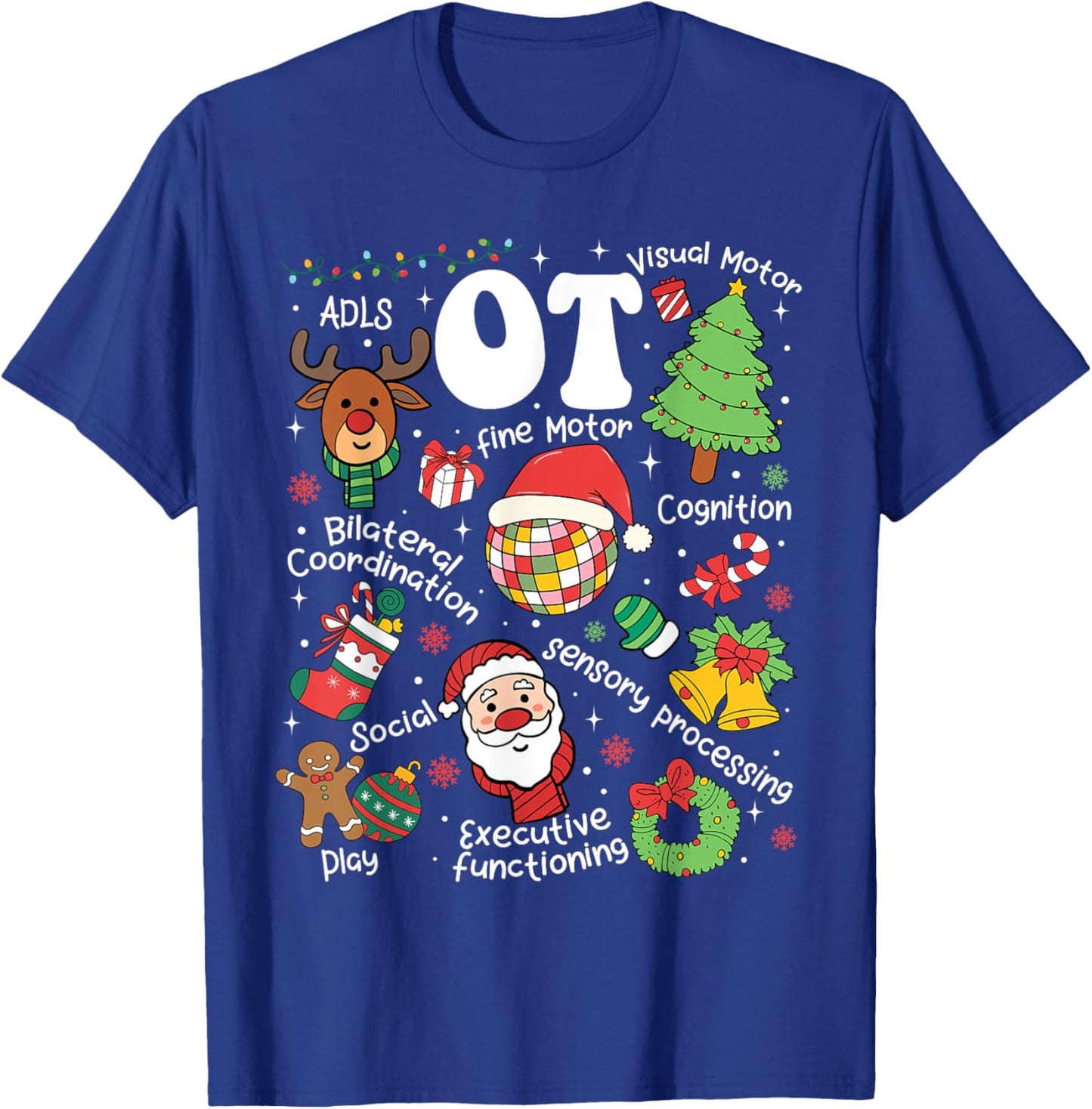 Occupational Therapy Christmas Retro Groovy OT Therapist T-Shirt - T-Shirt | Royal