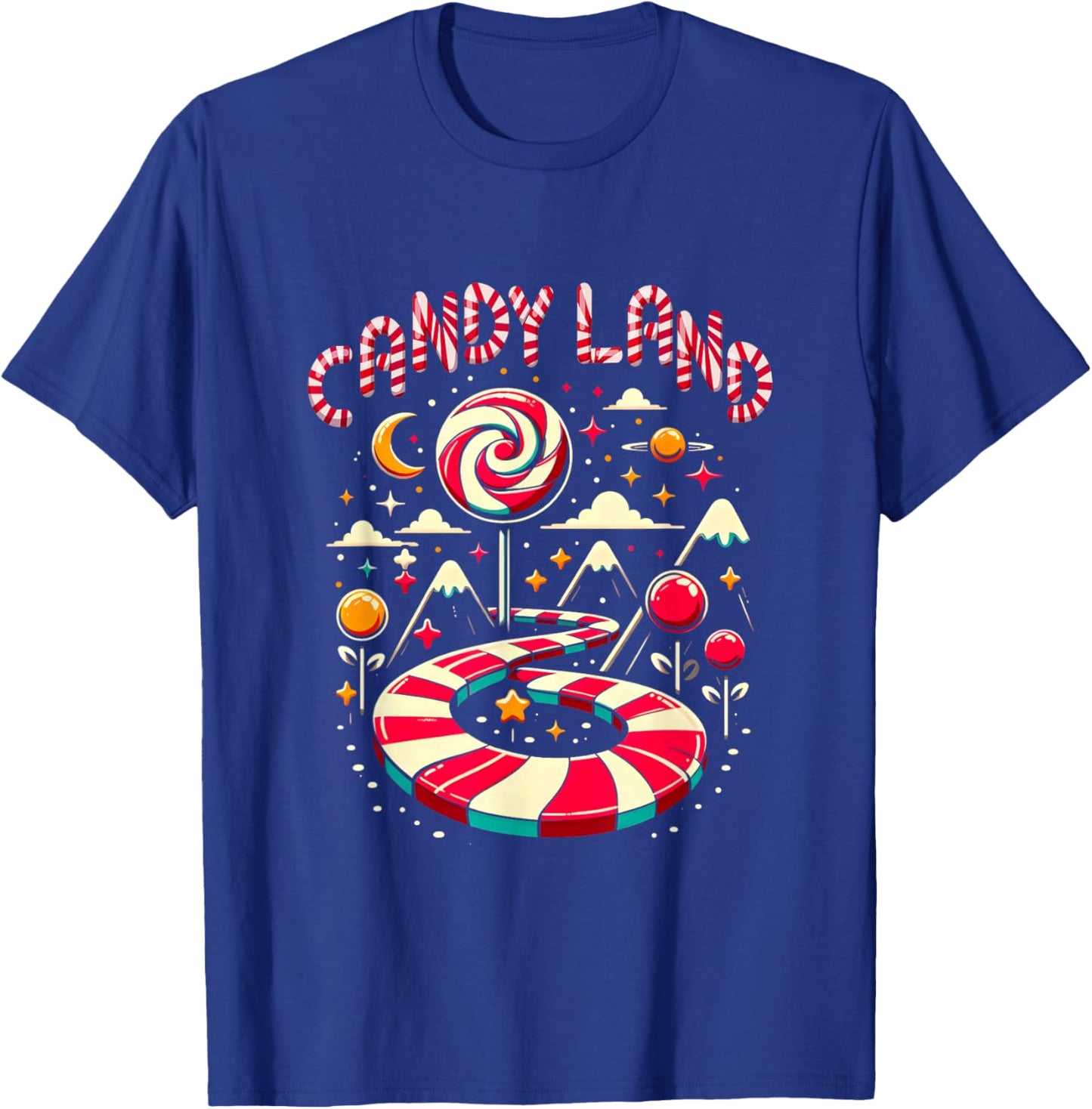 Xmas Candy Land Rainbow Trail Candy Cane Merry Christmas T-Shirt - T-Shirt | Royal