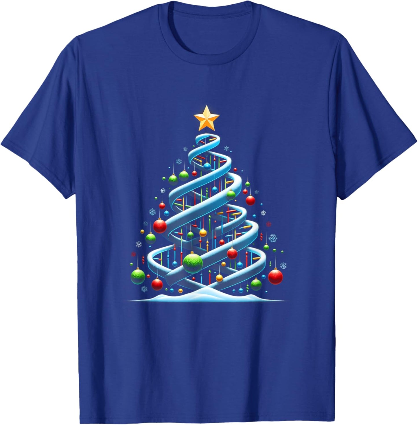 DNA Helix Christmas Tree Scientist Biology Science Teacher T-Shirt - T-Shirt | Royal