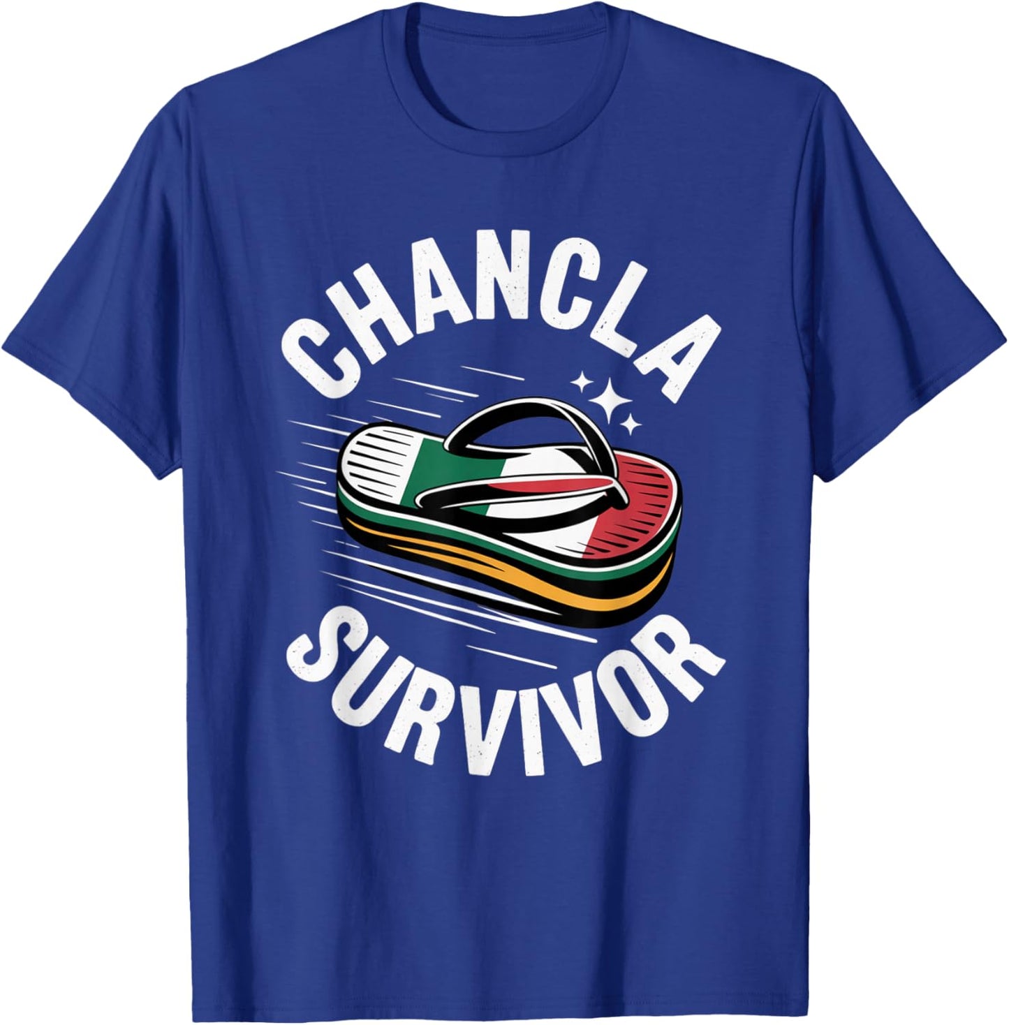 Funny Mexican Flag Chancla Survivor PR Flip Flops Hispanic T-Shirt - T-Shirt | Royal