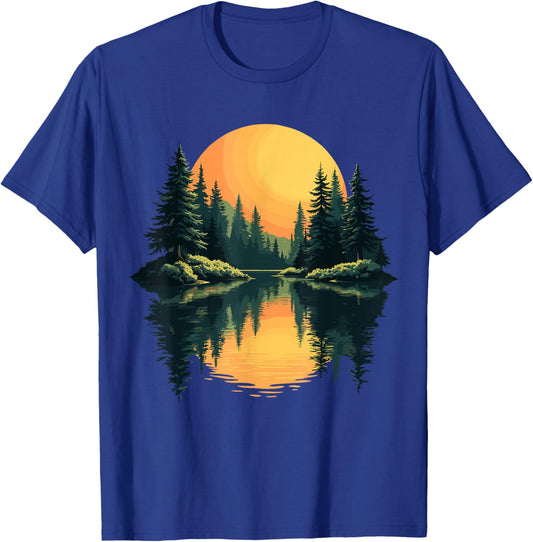 Nature Trees Reflection Forest Trees Outdoor Wildlife T-Shirt - T-Shirt | Royal