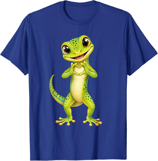 Gecko with Heart | Cute Little Gecko Heart Sign T-Shirt - T-Shirt | Royal