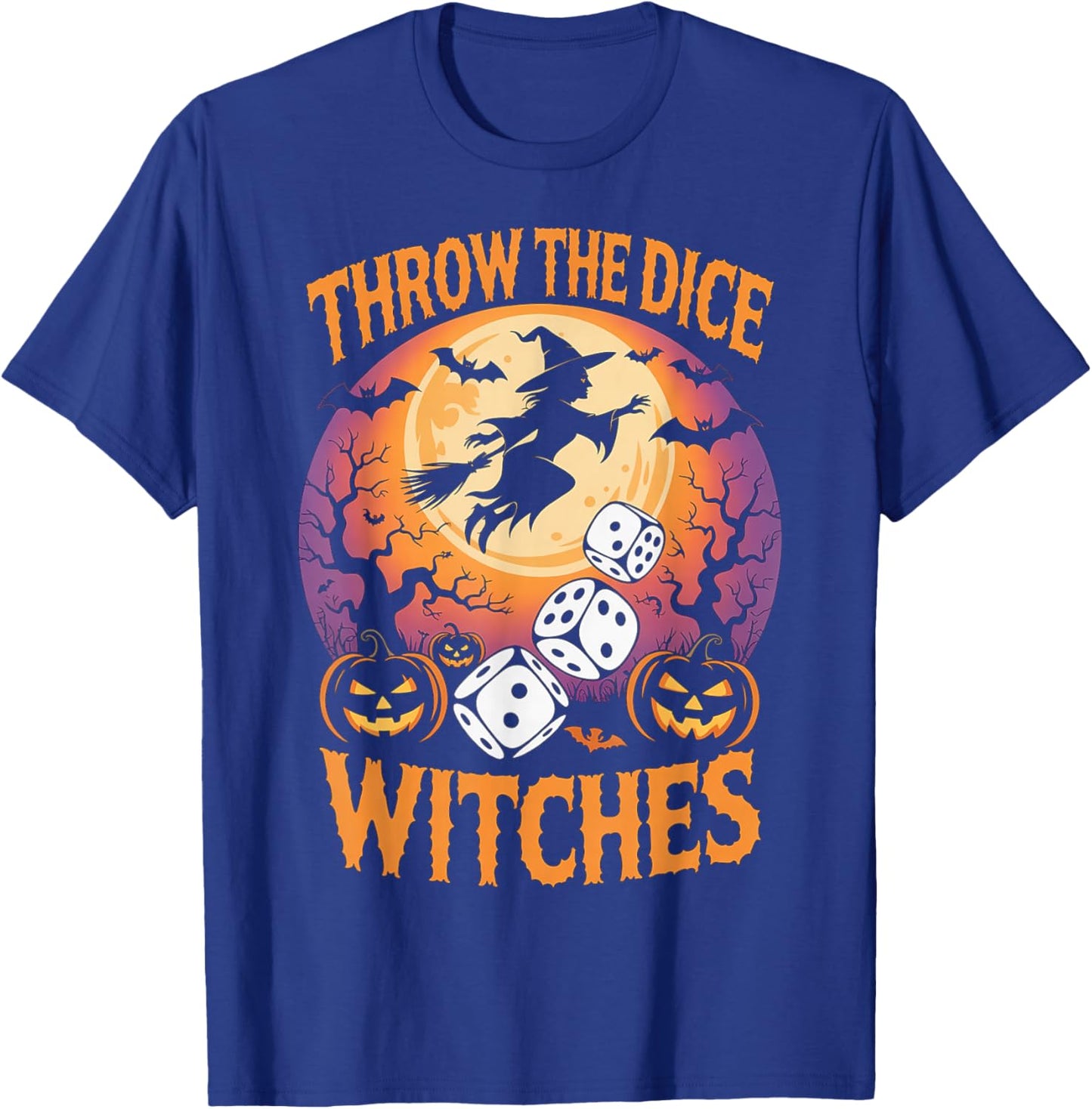 Throw The Dice Witches Funny Halloween Spooky Witch Game T-Shirt - T-Shirt | Royal