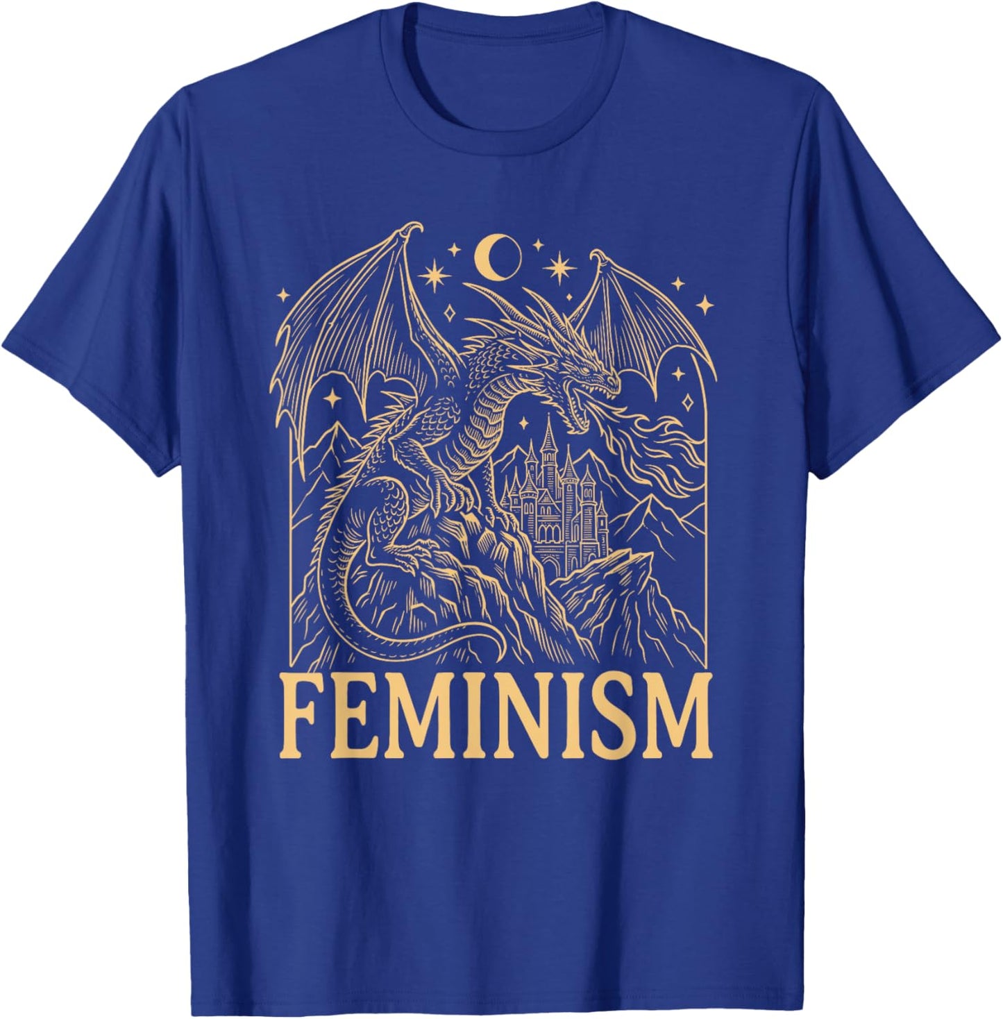 Feminist Gothic Fantasy Dragon Feminism Empowered Woman T-Shirt - T-Shirt | Royal